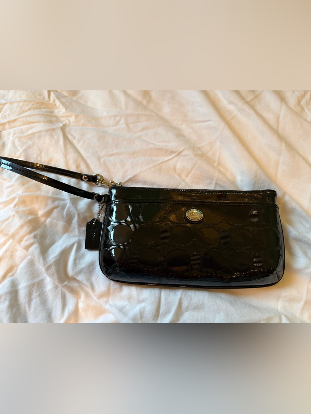Coach Black Patent Leather Clutch Wristlet